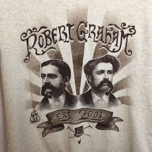 NWT Robert Graham Movember graphic short sleeve oatmeal tee t-shirt Sz Medium - Picture 2 of 16
